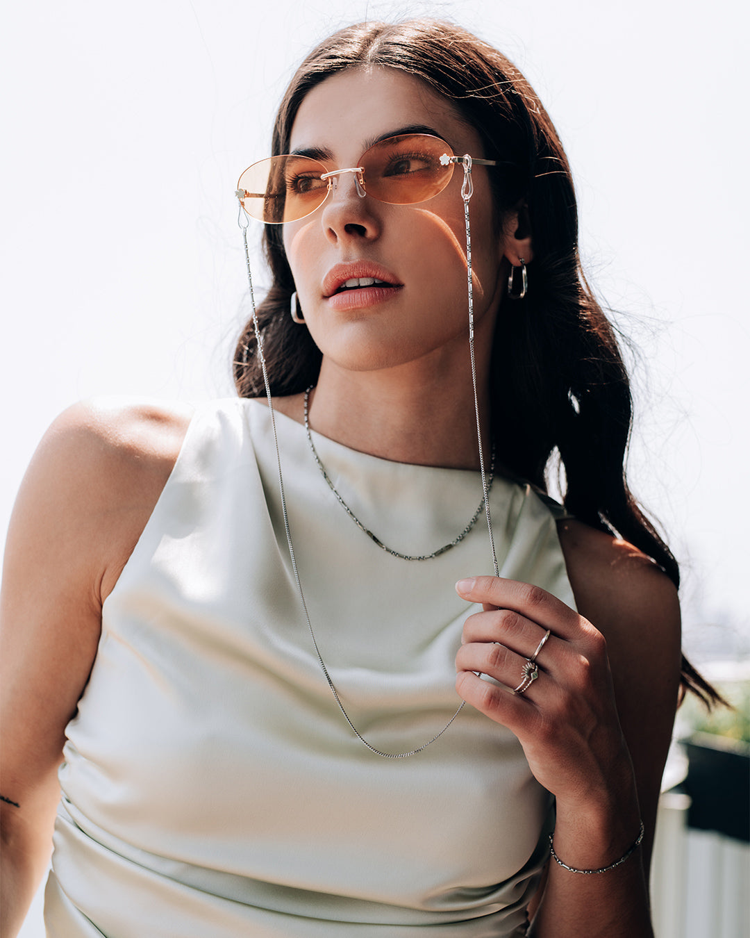 Rhodes Silver Glasses Chain