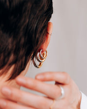 Huggie Two-Tone Hoop Earrings