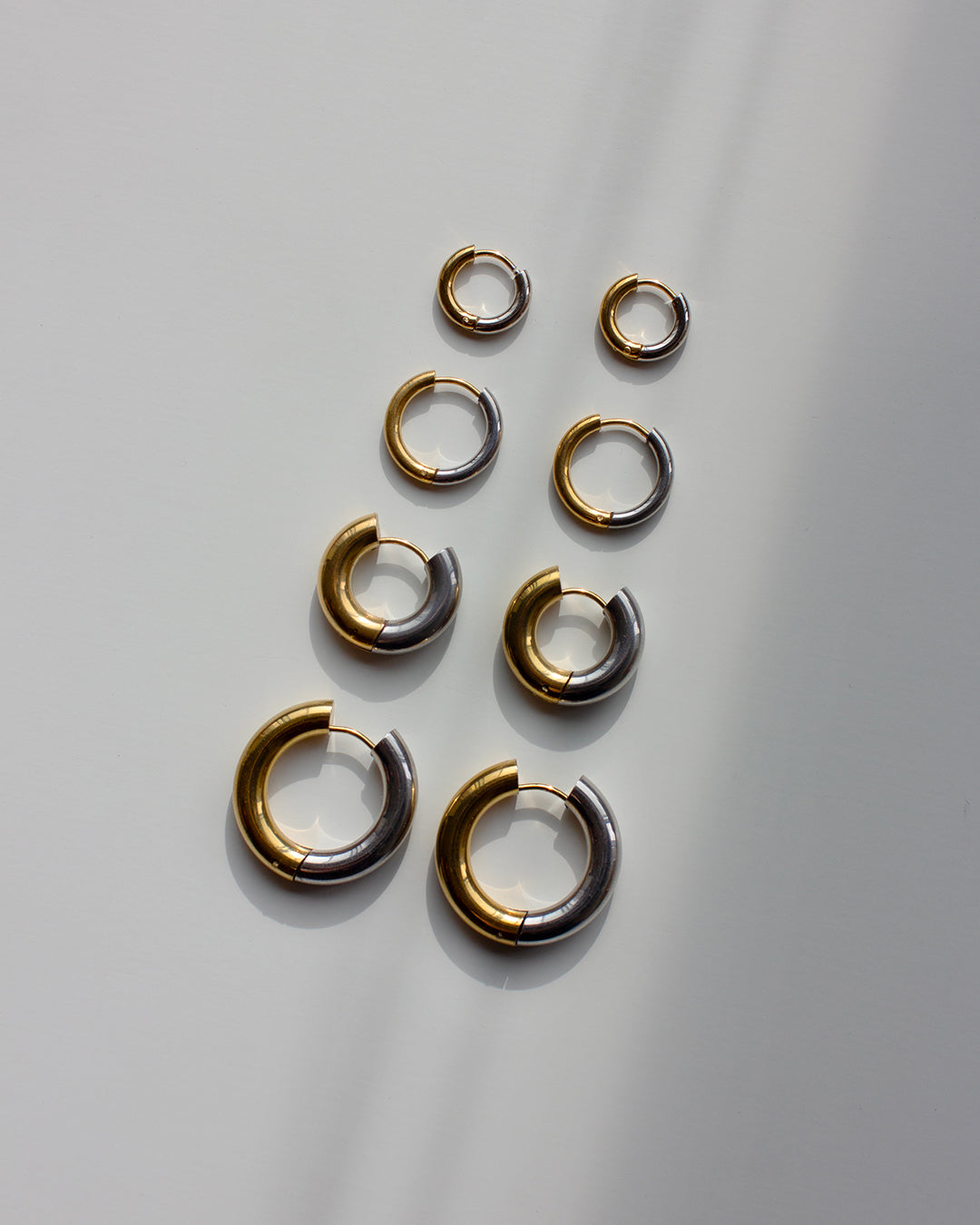 Huggie Two-Tone Hoop Earrings