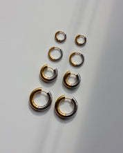 Huggie Two-Tone Hoop Earrings