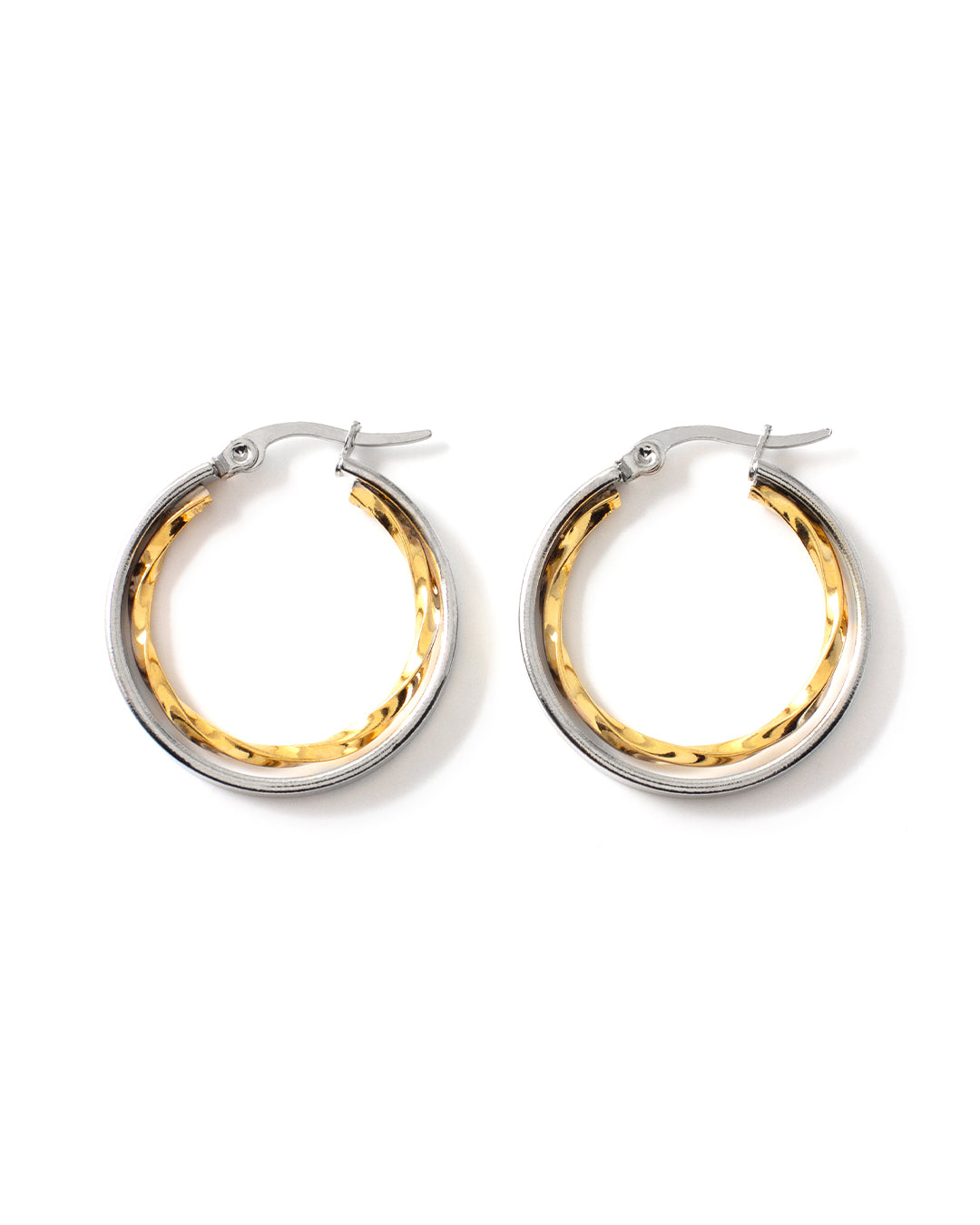 Rotary Two-Tone Hoop Earrings